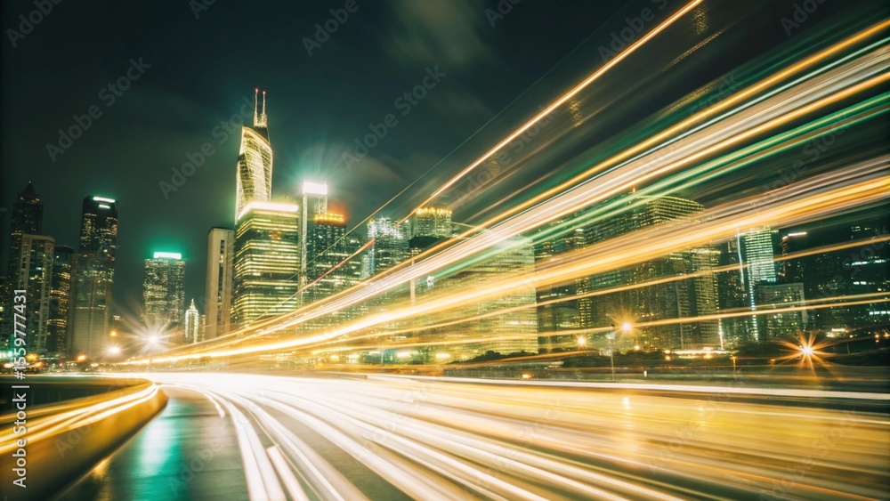 Obraz premium Traffic at night is a speedy motion background