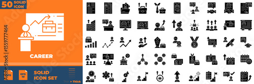Career Solid Editable Icons set. Vector illustration in modern thin solid style of career icons: business, market, corporate, etc