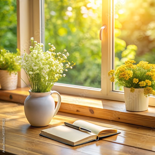 Wallpaper Mural Fresh Flowers in Vase by Sunny Window Torontodigital.ca
