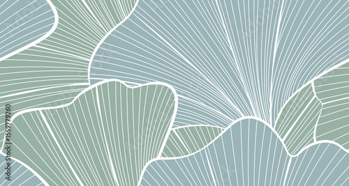 Hibiscus Leaf Pattern Line Art. Luxury Tropical Background. Hand Drawn Leaves Seamless Pattern for Packaging, Textile, Wrapping Paper, Social Media, Cover, Print, Banner. Hibiscus Linear Leaves Print
