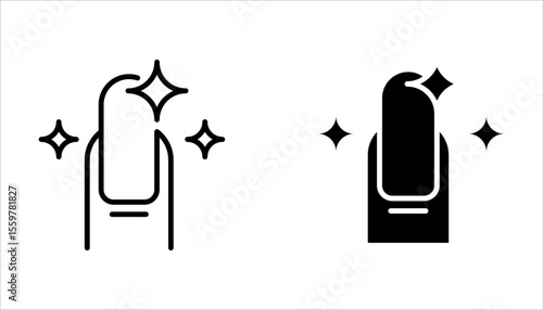 Nail polish salon icon set. fingernail painting. Nail care icon in line style on white background