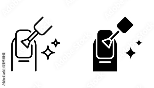 Nail polish salon icon set. fingernail painting. Nail care icon in line style on white background