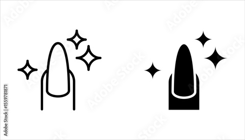 Nail polish salon icon set. fingernail painting. Nail care icon in line style on white background