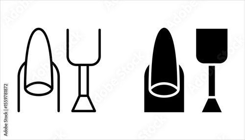 Nail polish salon icon set. fingernail painting. Nail care icon in line style on white background