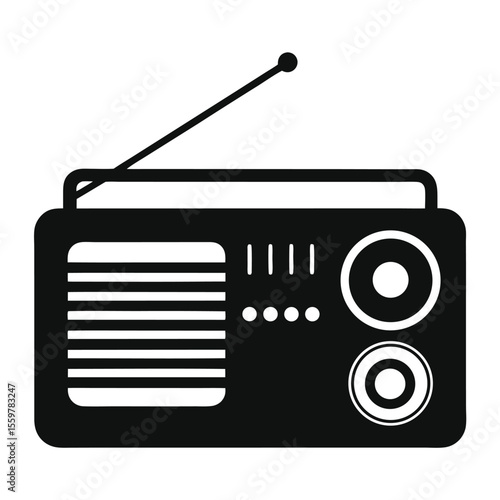 Vintage Radio Icon Retro Broadcast Nostalgia, Classic Design Element for Digital Media,  Audio Broadcasting Symbol