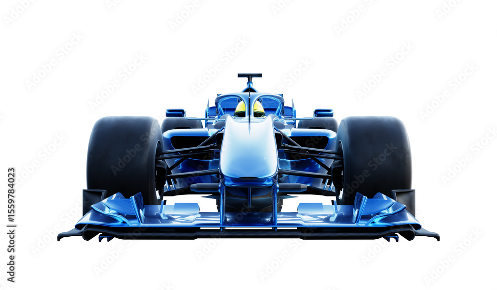 Naklejka premium 3d rendering blue racing car isolated on a white background
