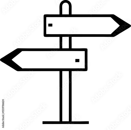 Blank road a signpost with two blank line art icon