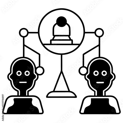Ai ethics vs privacy debate line art vector illustration