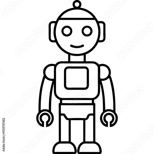 Personal ai robot helper line art vector illustration