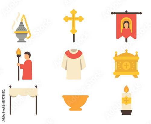 Seasonal Garden Icons. Flat icon set of seasonal garden care: spring flower icon, bloom timeline, seasonal