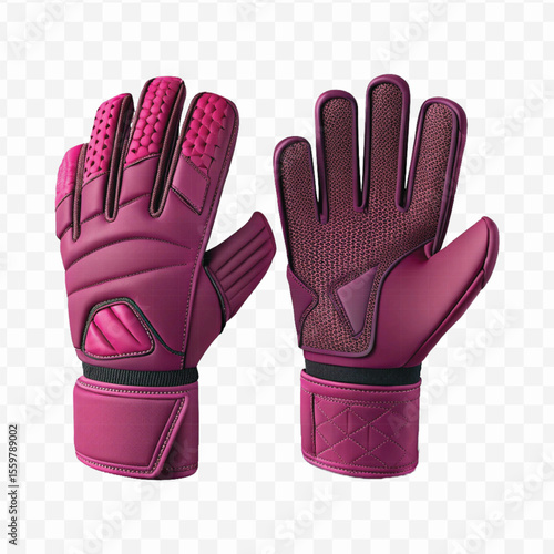 realistic 3d t goalkeeper gloves front and back view  in different color style isolated on transparent background	
