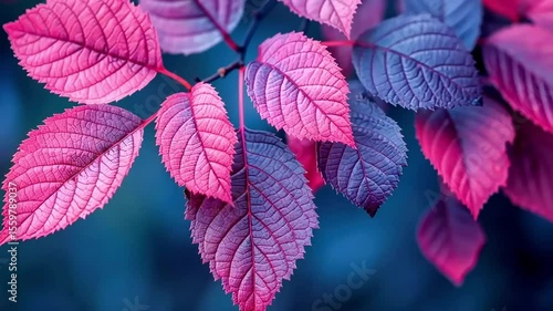 Animation with vibrant leaves with intricate textures in shades of pink and purple, creating a stunning natural backdrop for artistic compositions