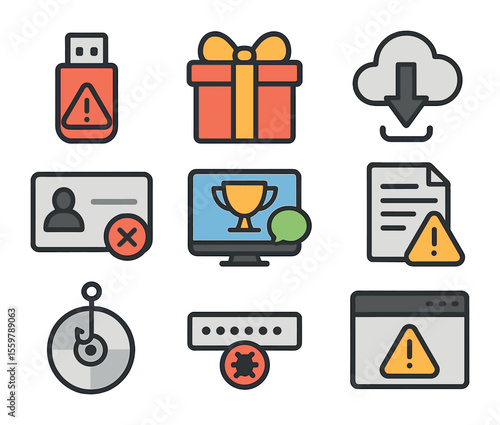 Love Language Icon Set. Flat icon set of love languages symbols: gift box, heart hands, speech bubble, clock