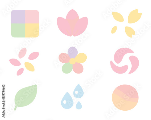 Sensory Morning Icons. Solid, filled icons set of sensory morning symbols: scent swirl, soft rustle icon, bird
