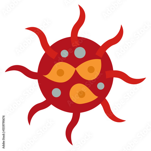 Ebola virus vector model with white background.