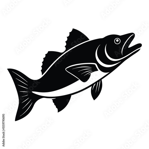 escaping fish walleye silhouette vector on