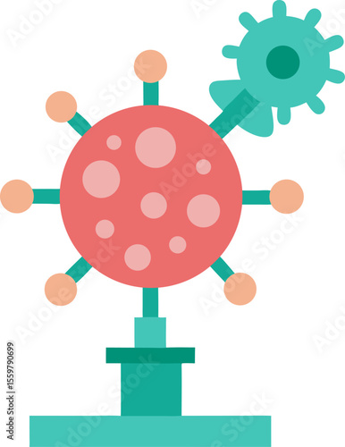 Microscopic view of virus under EM with white background.