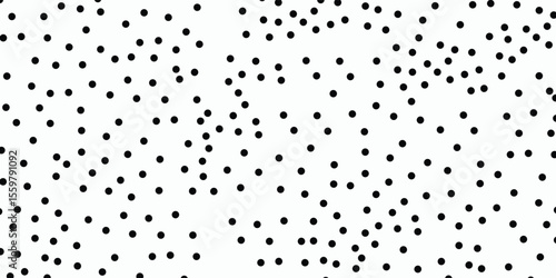 Random scattered dots, abstract black and white background. Seamless vector pattern. Black and white polka dot pattern. Celebration confetti background.