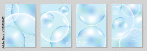 Modern gradient liquid glass poster background vector set.Cover template with perspective geometric prism shape. Ideal design for social media, cover, banner, wallpaper, promotion, ads.