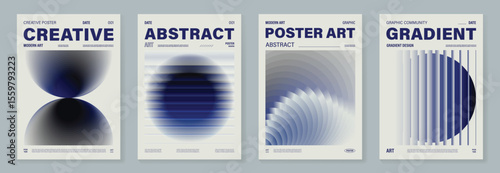 Modern gradient poster background vector set. Cover template with vibrant perspective geometric prism shapes. Ideal design for social media, cover, banner, flyer.