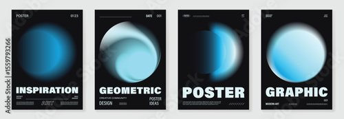 Modern gradient poster background vector set. Cover template with vibrant perspective geometric prism shapes. Ideal design for social media, cover, banner, flyer.
