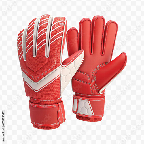 realistic 3d t goalkeeper gloves front and back view  in different color style isolated on transparent background	