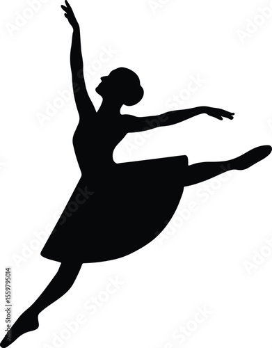Silhouette ballerina dancer performing ballet pose Vector illustration