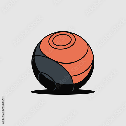 A Flat Vector Icon Depicting a Medicine Ball Exercise Fitness Equipment Coral and Black Colors Simple Design