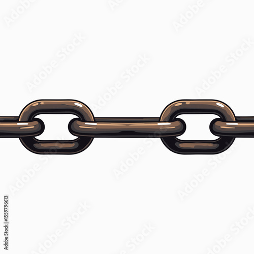 Illustration of a Metal Chain with Interlocking Links, Symbolizing Strength and Connection