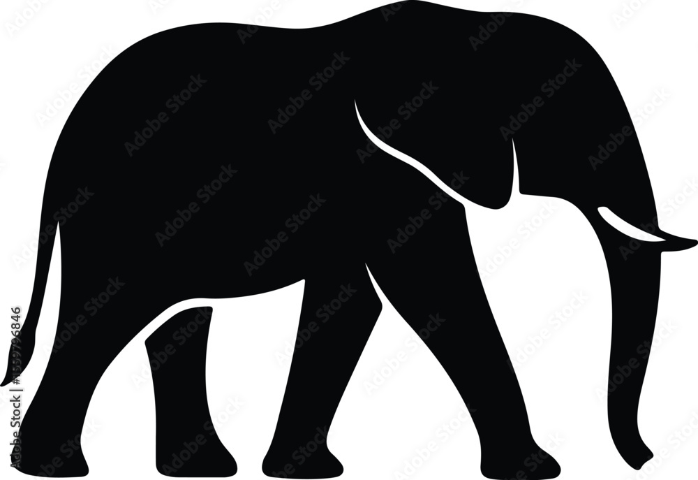 Obraz premium Silhouette elephant walking side view african animal outline Vector illustration