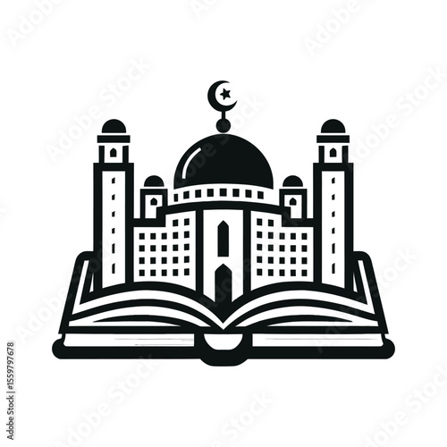 Mosque with Holy Book Islamic Vector