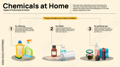 Chemical Safety at Home Infographic - Hazardous Household Products and Precautions