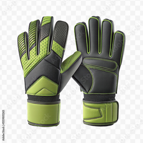 realistic 3d t goalkeeper gloves front and back view  in different color style isolated on transparent background	