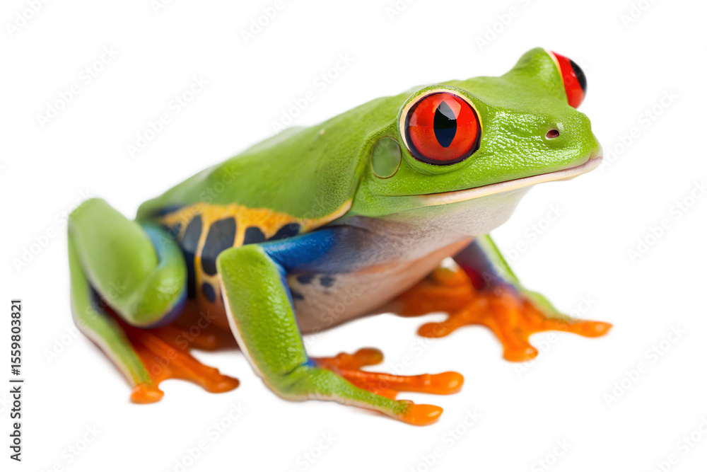 Obraz premium Vibrant Red-Eyed Tree Frog Close-up Photography of Amphibian