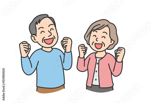 Smiling Elderly Couple Making a Cheerful Pose

