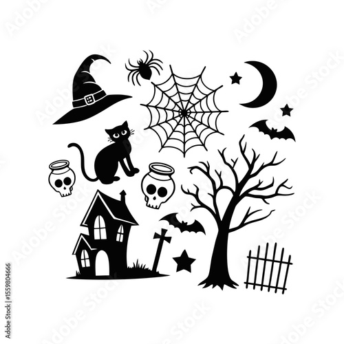 halloween pumpkin cat