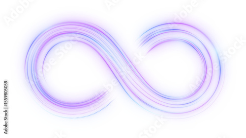 光の無限大マークと抽象的な紫のグラデーションライン