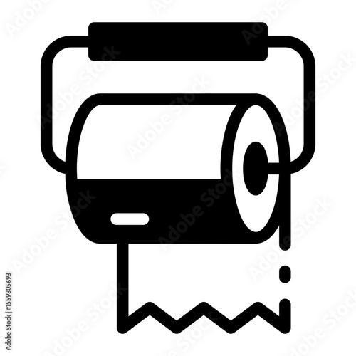 A linear style icon showing toilet paper roll
