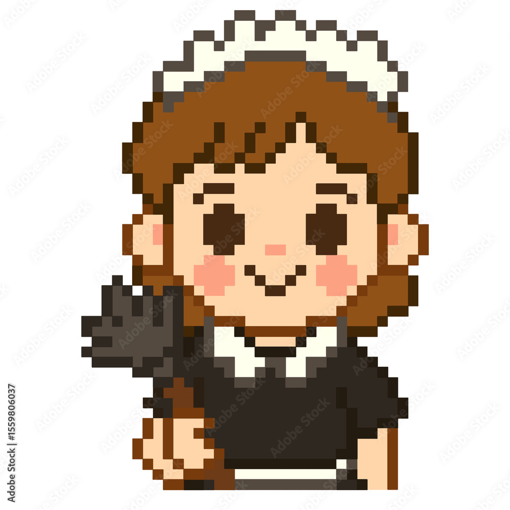 Fototapeta premium Flat Design Pixel Art House Keeper Illustration