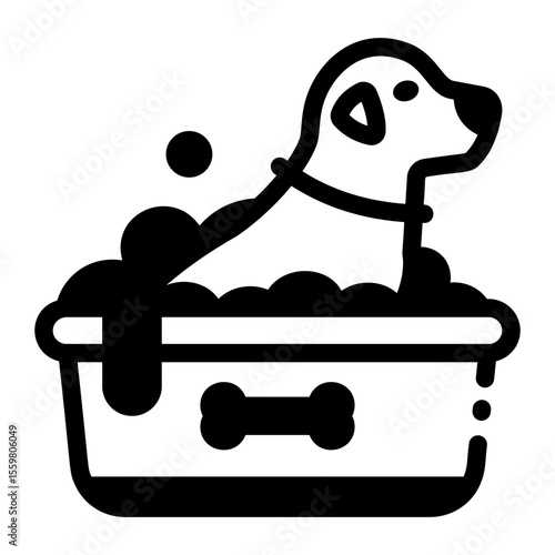 A glyph style icon showing dog bath
