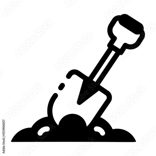 A linear style icon depicting shovel

