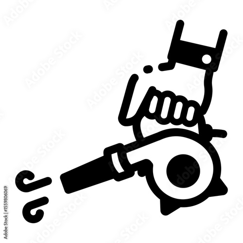 A glyph style icon showing air blower
