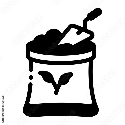 A linear style icon depicting fertilizing soil
