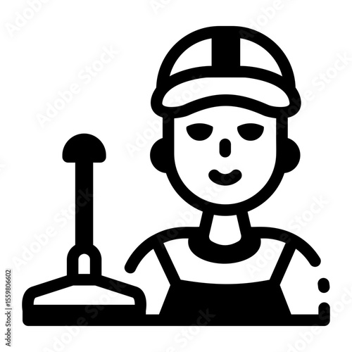 A linear style icon depicting sweeper
