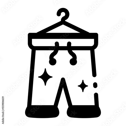 A linear style icon depicting hanging cloth
