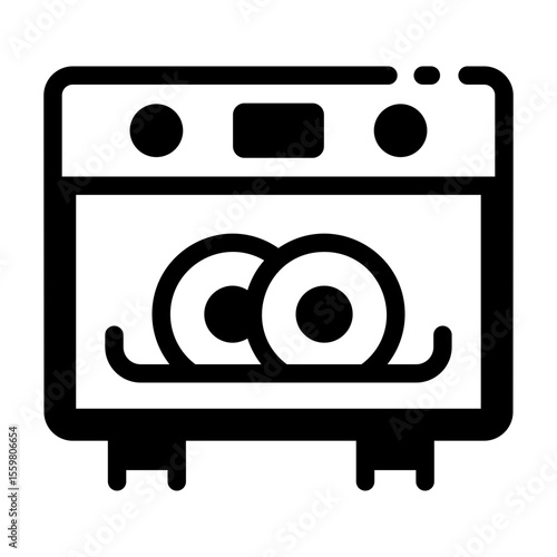 A glyph style icon showing dishwasher

