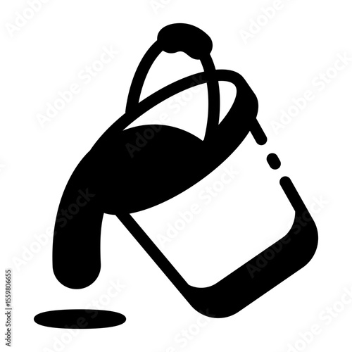 A filled style icon representing water bucket
