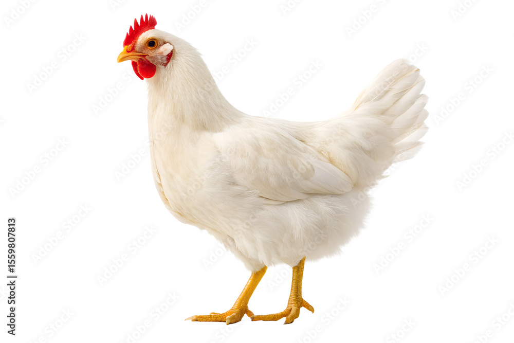 Fototapeta premium White Leghorn Chicken A Stunning Portrait of Poultry Elegance
