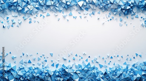 This abstract background with blue geometric fragments framing a white space is perfect for websites or blogs needing a modern, tech, or clean aesthetic, ideal for text or product display.

