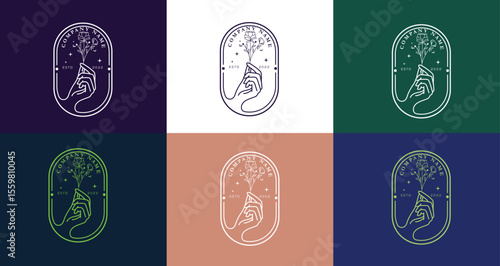 Wedding logos, botanical logo, floral frame for labels, hand drawn elegant, delicate and minimalist monogram collection. Botanical vector design